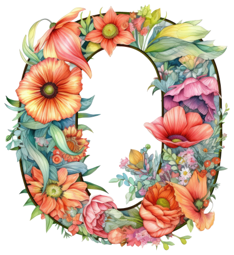 (s384-4) Floral Flower Monogram Letter All Letters A-Z