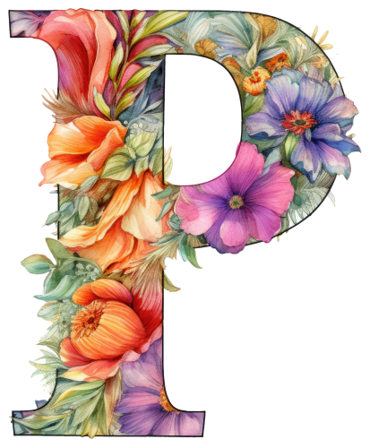(s384-4) Floral Flower Monogram Letter All Letters A-Z