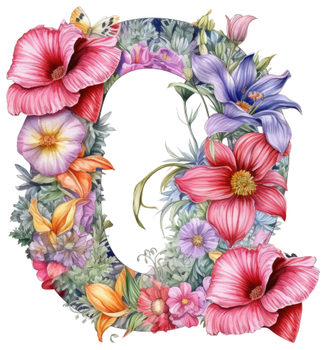 (s384-4) Floral Flower Monogram Letter All Letters A-Z