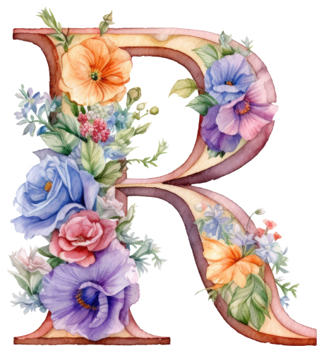(s384-4) Floral Flower Monogram Letter All Letters A-Z