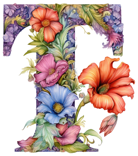 (s384-4) Floral Flower Monogram Letter All Letters A-Z