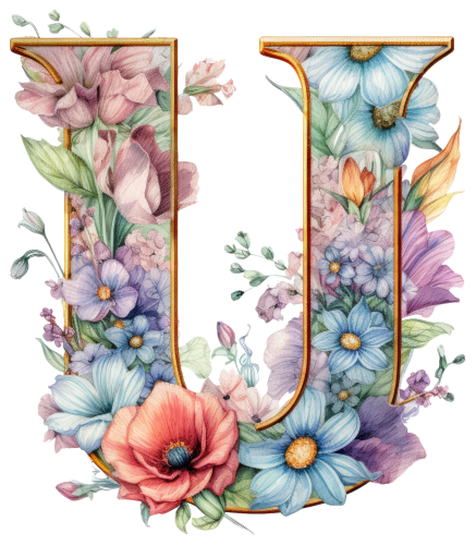 (s384-4) Floral Flower Monogram Letter All Letters A-Z