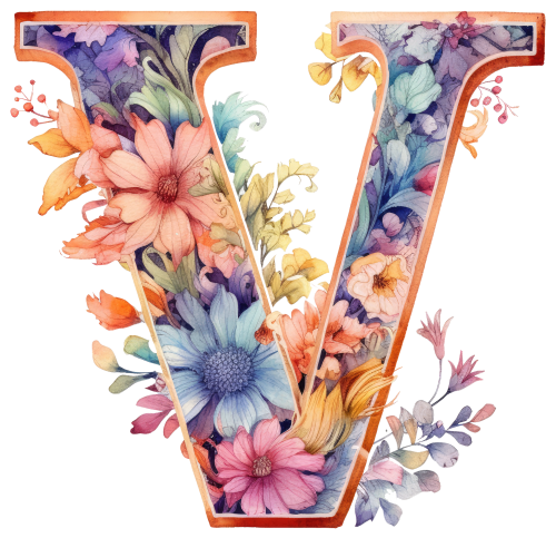 (s384-4) Floral Flower Monogram Letter All Letters A-Z