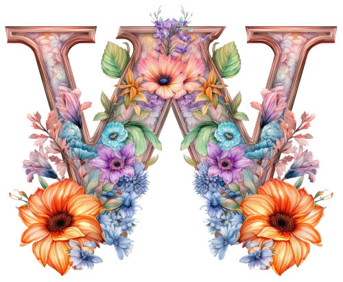 (s384-4) Floral Flower Monogram Letter All Letters A-Z
