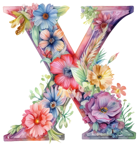 (s384-4) Floral Flower Monogram Letter All Letters A-Z