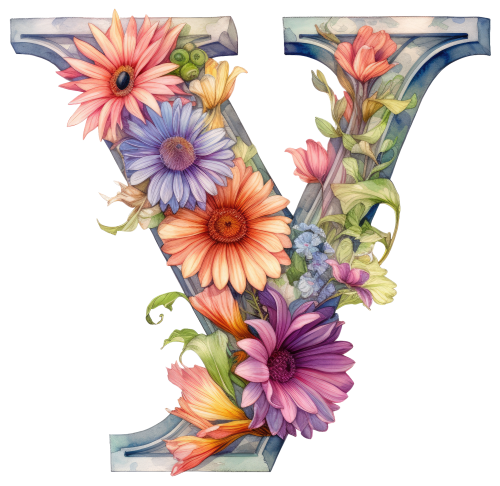 (s384-4) Floral Flower Monogram Letter All Letters A-Z
