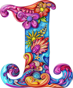(s384-5) Bright Hippie Floral Flower Monogram Letter All Letters A-Z Numbers 0-9
