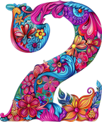 (s384-5) Bright Hippie Floral Flower Monogram Letter All Letters A-Z Numbers 0-9