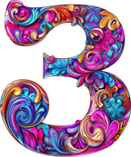 (s384-5) Bright Hippie Floral Flower Monogram Letter All Letters A-Z Numbers 0-9