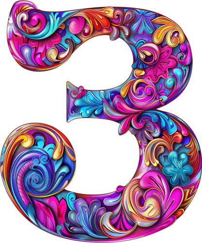 (s384-5) Bright Hippie Floral Flower Monogram Letter All Letters A-Z Numbers 0-9