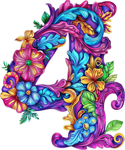 (s384-5) Bright Hippie Floral Flower Monogram Letter All Letters A-Z Numbers 0-9