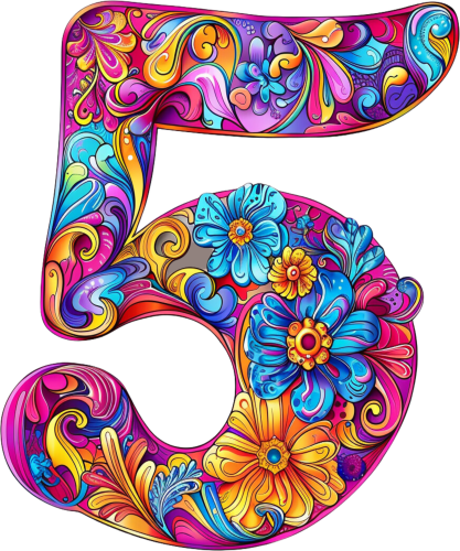 (s384-5) Bright Hippie Floral Flower Monogram Letter All Letters A-Z Numbers 0-9