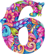 (s384-5) Bright Hippie Floral Flower Monogram Letter All Letters A-Z Numbers 0-9