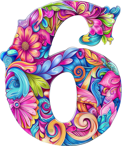 (s384-5) Bright Hippie Floral Flower Monogram Letter All Letters A-Z Numbers 0-9