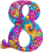 (s384-5) Bright Hippie Floral Flower Monogram Letter All Letters A-Z Numbers 0-9