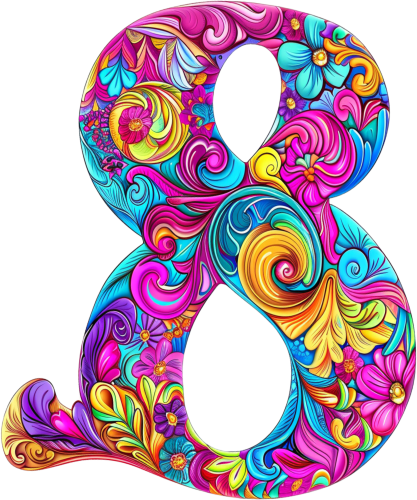 (s384-5) Bright Hippie Floral Flower Monogram Letter All Letters A-Z Numbers 0-9