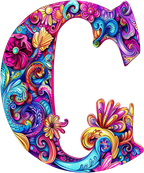 (s384-5) Bright Hippie Floral Flower Monogram Letter All Letters A-Z Numbers 0-9