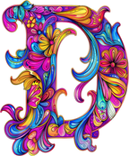 (s384-5) Bright Hippie Floral Flower Monogram Letter All Letters A-Z Numbers 0-9