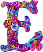 (s384-5) Bright Hippie Floral Flower Monogram Letter All Letters A-Z Numbers 0-9