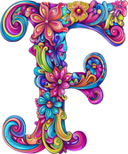 (s384-5) Bright Hippie Floral Flower Monogram Letter All Letters A-Z Numbers 0-9