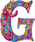 (s384-5) Bright Hippie Floral Flower Monogram Letter All Letters A-Z Numbers 0-9
