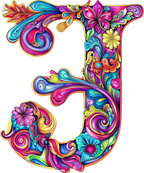 (s384-5) Bright Hippie Floral Flower Monogram Letter All Letters A-Z Numbers 0-9