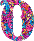 (s384-5) Bright Hippie Floral Flower Monogram Letter All Letters A-Z Numbers 0-9
