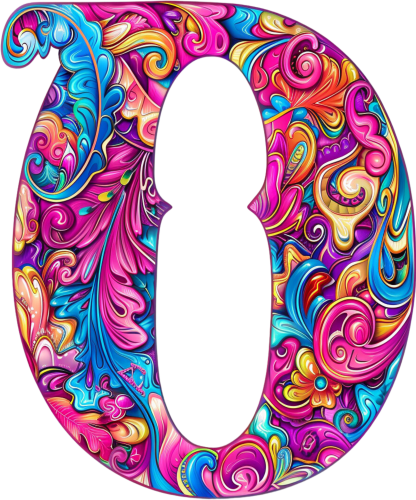 (s384-5) Bright Hippie Floral Flower Monogram Letter All Letters A-Z Numbers 0-9