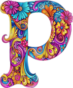 (s384-5) Bright Hippie Floral Flower Monogram Letter All Letters A-Z Numbers 0-9
