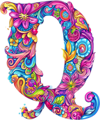 (s384-5) Bright Hippie Floral Flower Monogram Letter All Letters A-Z Numbers 0-9