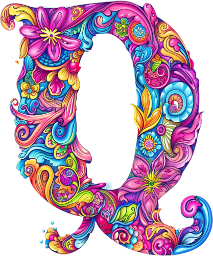 (s384-5) Bright Hippie Floral Flower Monogram Letter All Letters A-Z Numbers 0-9