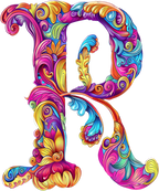 (s384-5) Bright Hippie Floral Flower Monogram Letter All Letters A-Z Numbers 0-9