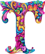 (s384-5) Bright Hippie Floral Flower Monogram Letter All Letters A-Z Numbers 0-9