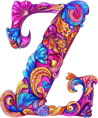 (s384-5) Bright Hippie Floral Flower Monogram Letter All Letters A-Z Numbers 0-9