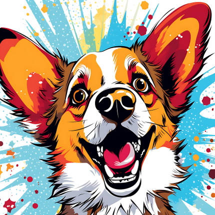(s388-1-1O) Pop Art Dog Corgi