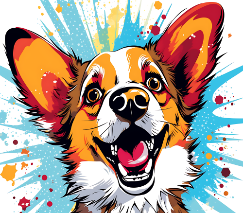 (s388-1-1O) Pop Art Dog Corgi