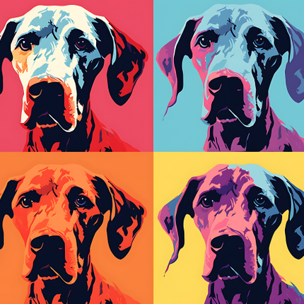 (s388-3-2C) Pop Art 4 Panel Dog Great Dane