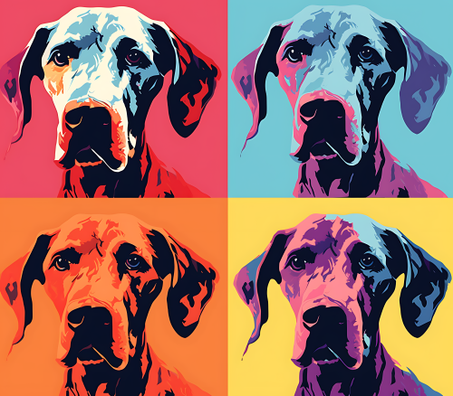 (s388-3-2C) Pop Art 4 Panel Dog Great Dane