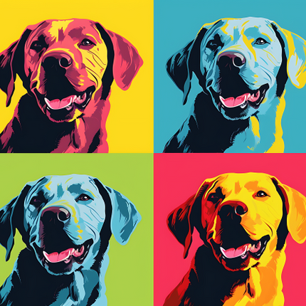 (s388-3-2D) Pop Art 4 Panel Dog