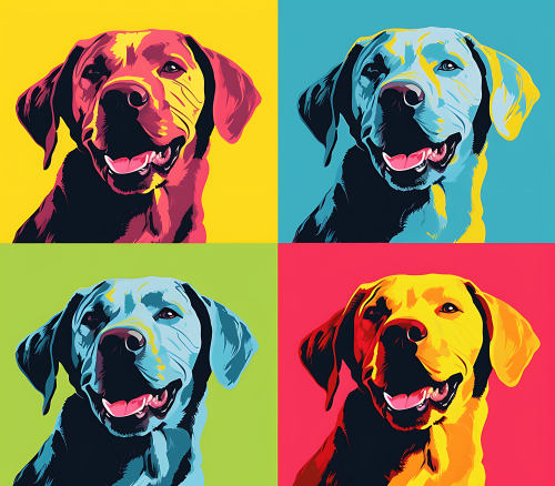 (s388-3-2D) Pop Art 4 Panel Dog