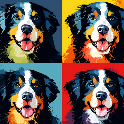 (s388-3-1E) Pop Art 4 Panel Dog Shepherd