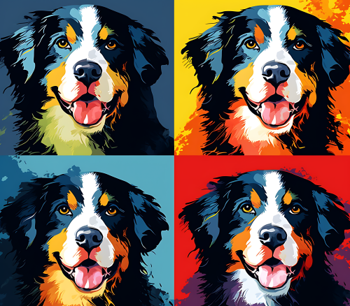 (s388-3-1E) Pop Art 4 Panel Dog Shepherd