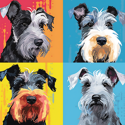 (s388-3-2E) Pop Art 4 Panel Dog