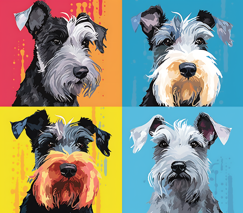(s388-3-2E) Pop Art 4 Panel Dog