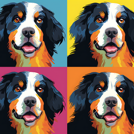 (s388-3-1F) Pop Art 4 Panel Dog Swiss Mountain Dog