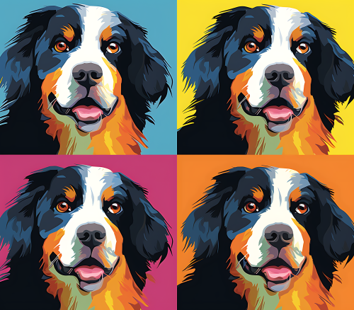 (s388-3-1F) Pop Art 4 Panel Dog Swiss Mountain Dog