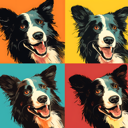 (s388-3-1G) Pop Art 4 Panel Dog Shepherd
