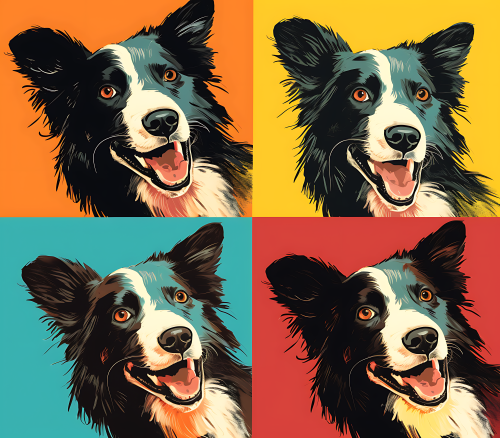 (s388-3-1G) Pop Art 4 Panel Dog Shepherd