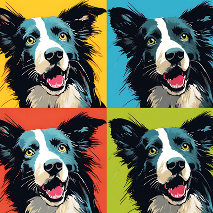 (s388-3-1H) Pop Art 4 Panel Dog Shepherd