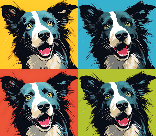 (s388-3-1H) Pop Art 4 Panel Dog Shepherd